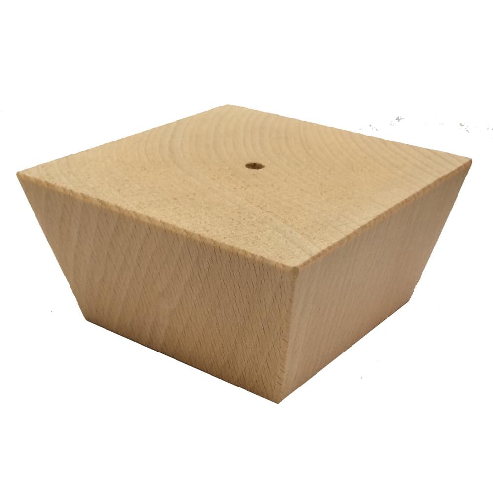 Image of Meubelpoot houtskleur taps 10 bij 10 cm en hoogte 5 cm van massief hout, taps 10 x 10 cm / 7,5 x 7,5 cm