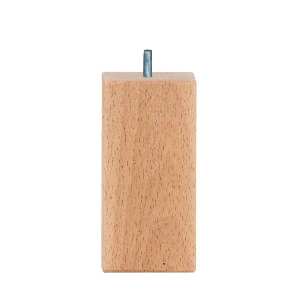 Image of Meubelpoot houtskleur vierkant 6 bij 6 cm en hoogte 12 cm van massief hout (M8)