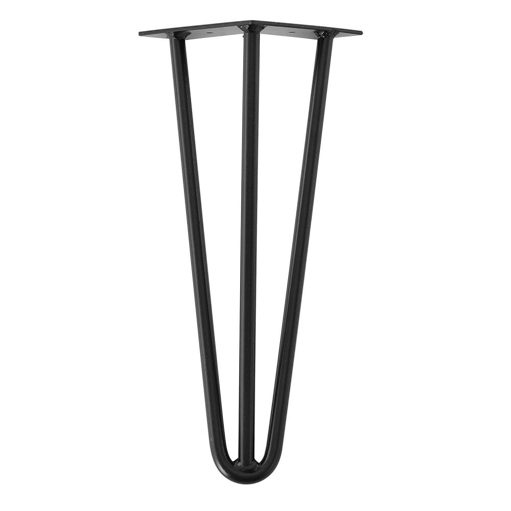 Image of Zwarte massieve 3-punt hairpin tafelpoot 35 cm