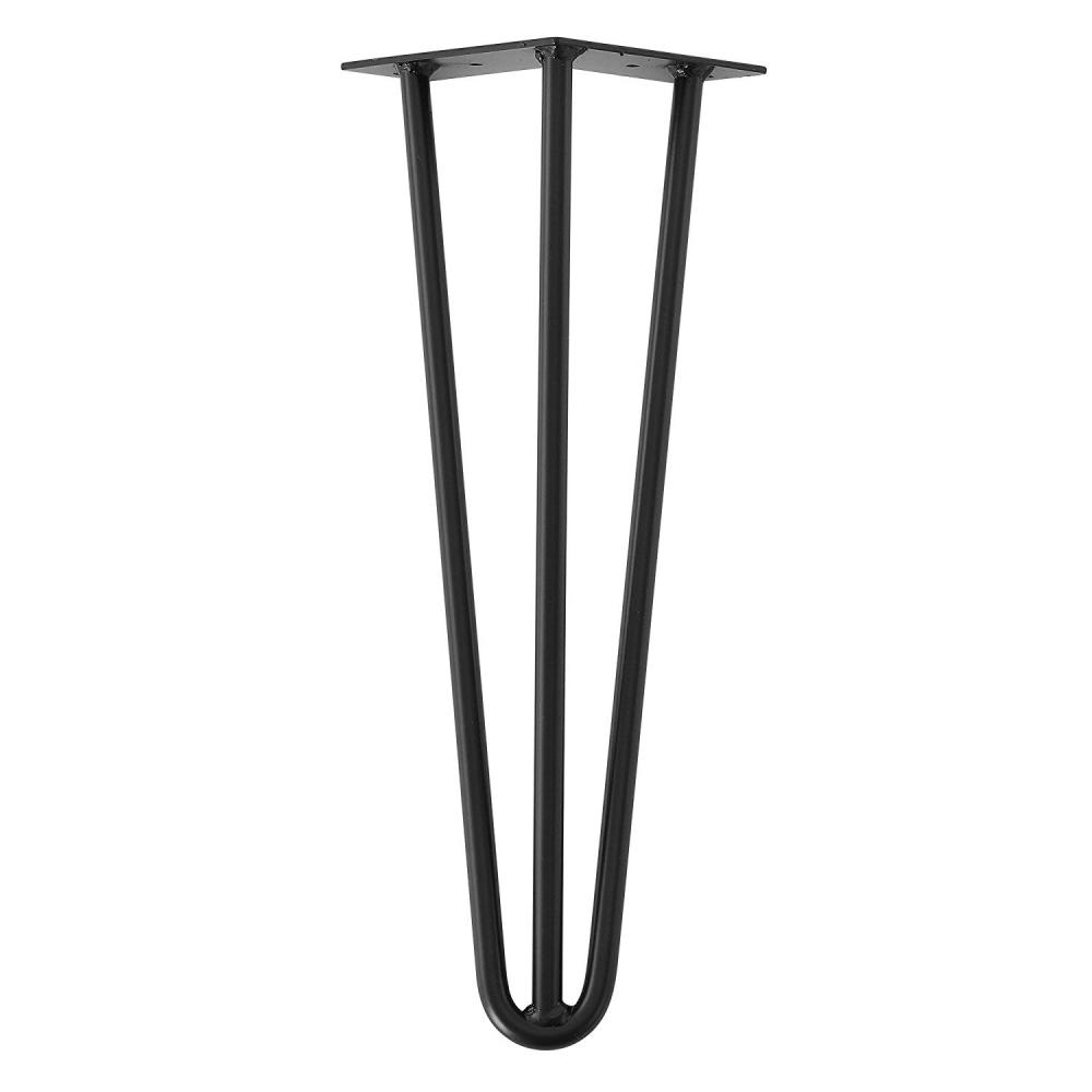 Image of Zwarte massieve 3-punt hairpin tafelpoot 40 cm