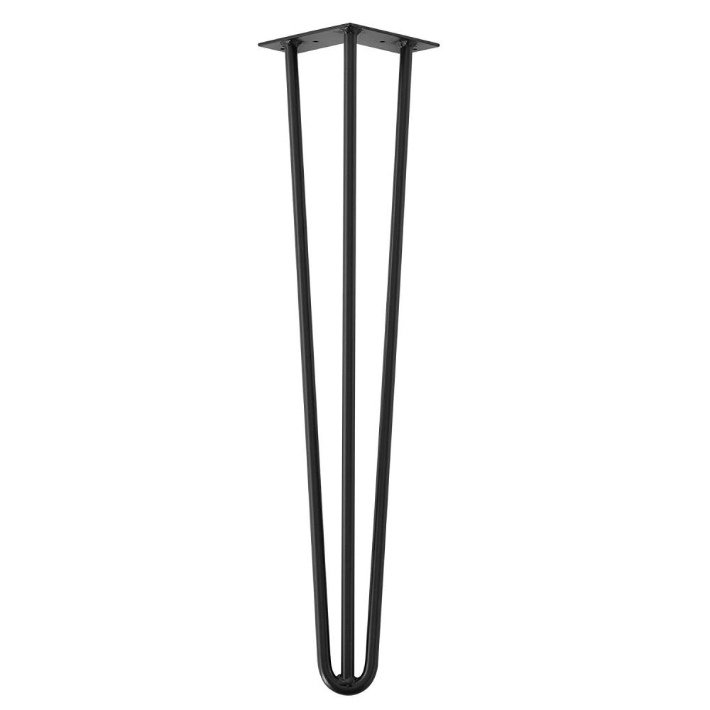 Image of Zwarte massieve 3-punt hairpin tafelpoot 60 cm