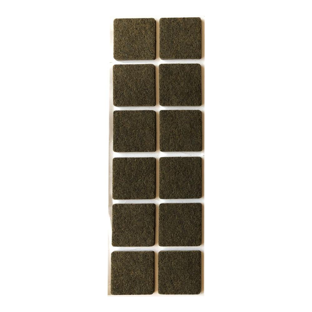 Image of Plakvilt bruin vierkant 3 bij 3 cm en hoogte 0,35 cm van vilt - 12 stuks