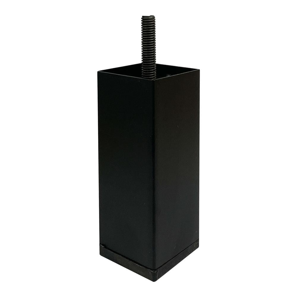 Image of Meubelpoot zwart vierkant 4 bij 4 cm en hoogte 10 cm van staal (M8)