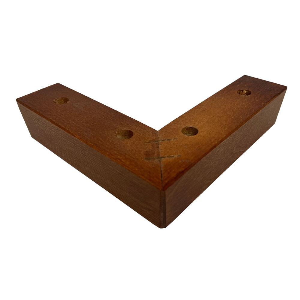 Image of Meubelpoot bruin hoek 18,5 bij 18 cm en hoogte 4,5 cm van massief hout