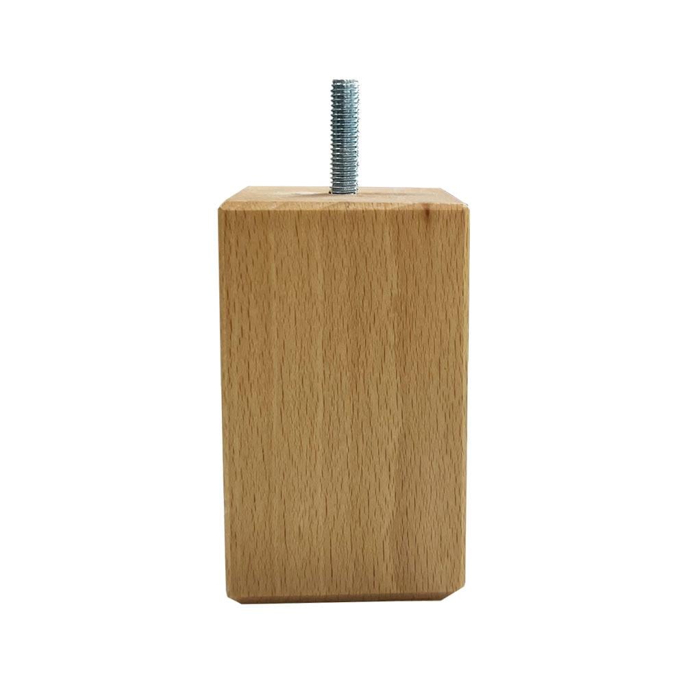 Image of Meubelpoot houtskleur vierkant 5 bij 5 cm en hoogte 10 cm van massief hout (M8)