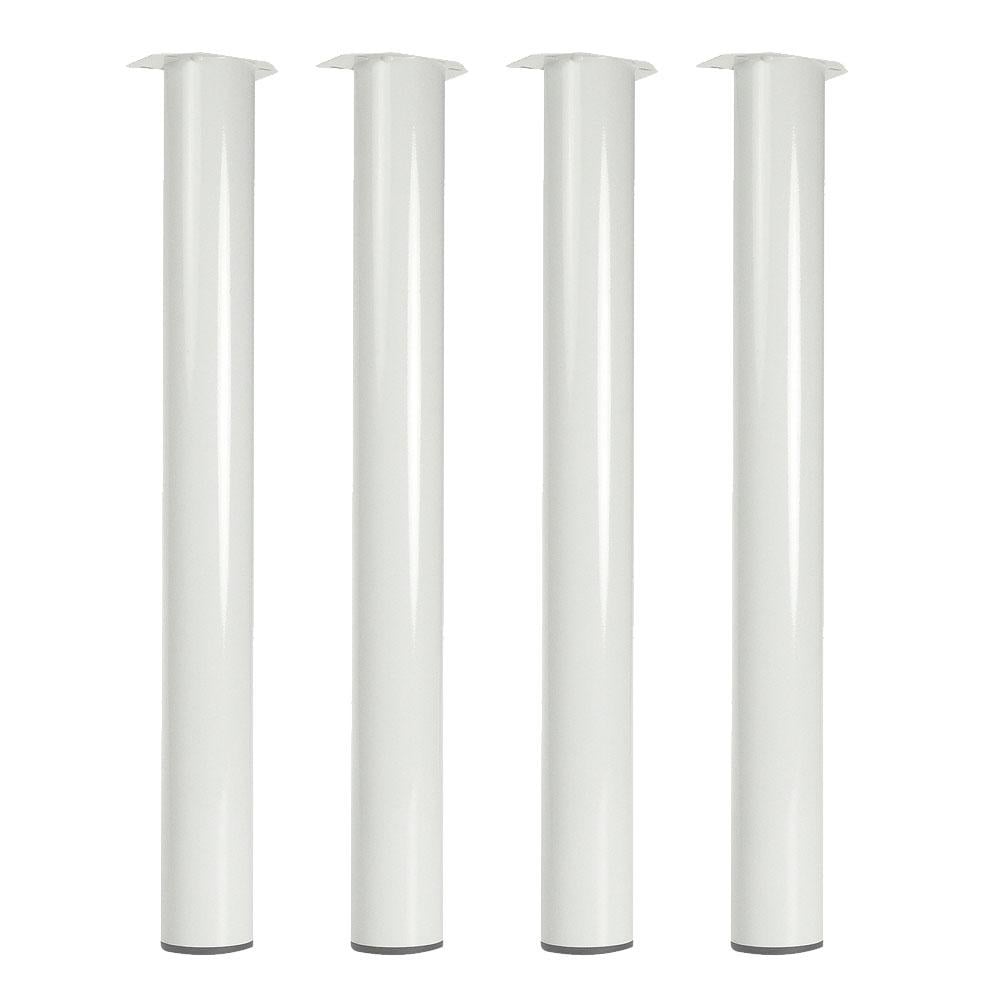 Image of Witte stalen meubelpoot rond Ø 7,6 cm en hoogte 72 cm - Set van 4 stuks